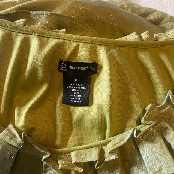 New Directions green ruffle lined size 16 dress - Picture 3 of 7